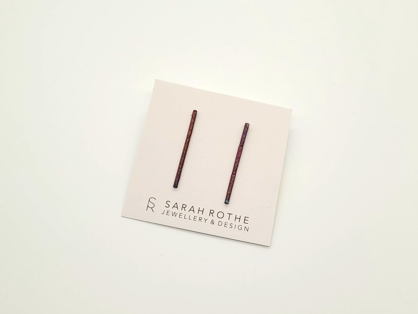 Textured Linear Long Titanium Earrings