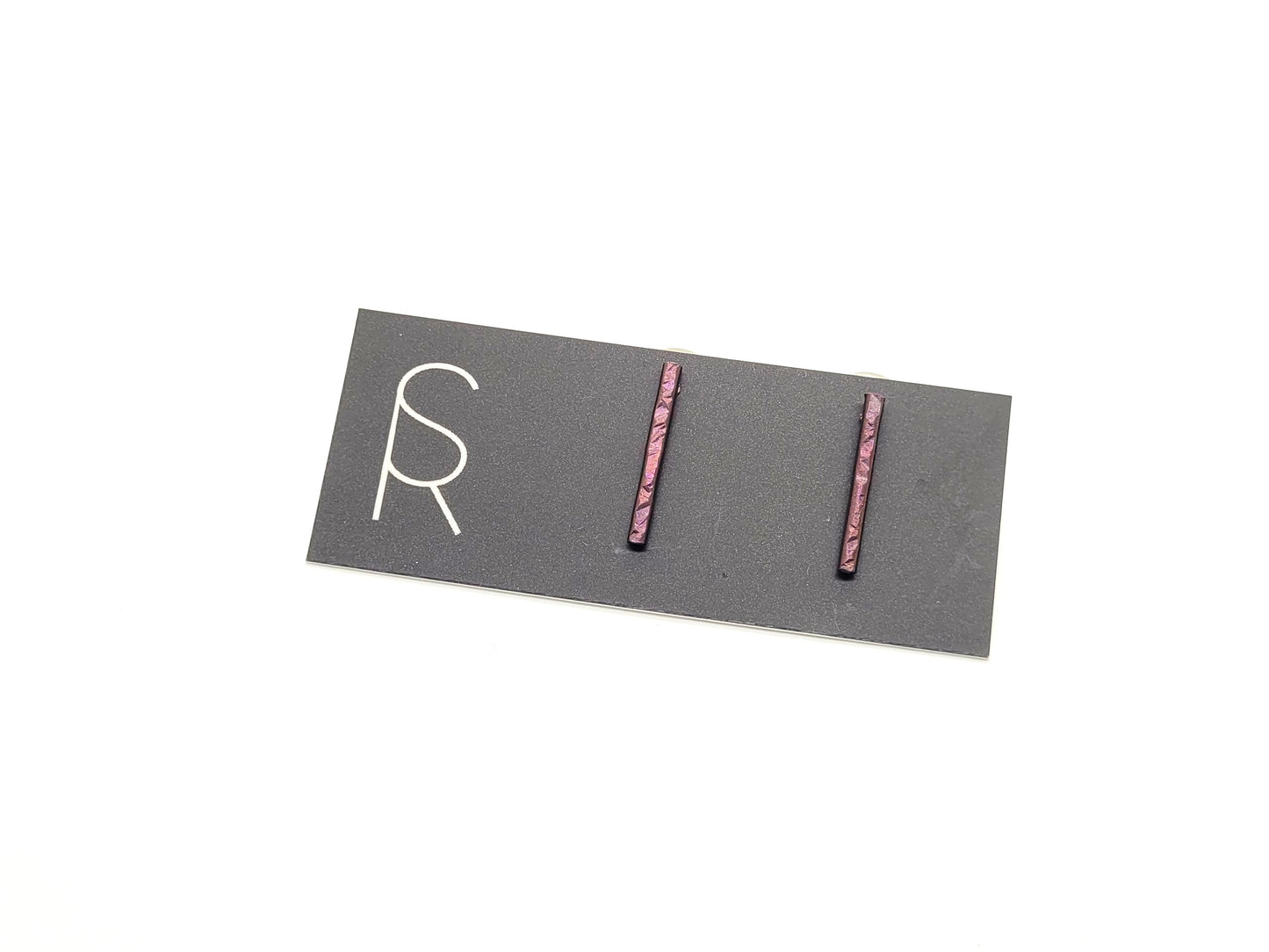 Textured Linear Small Titanium Earrings