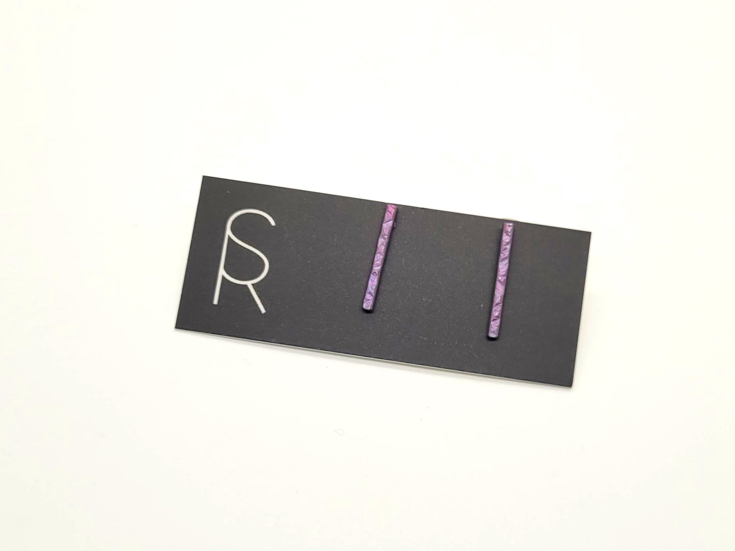 Textured Linear Small Titanium Earrings