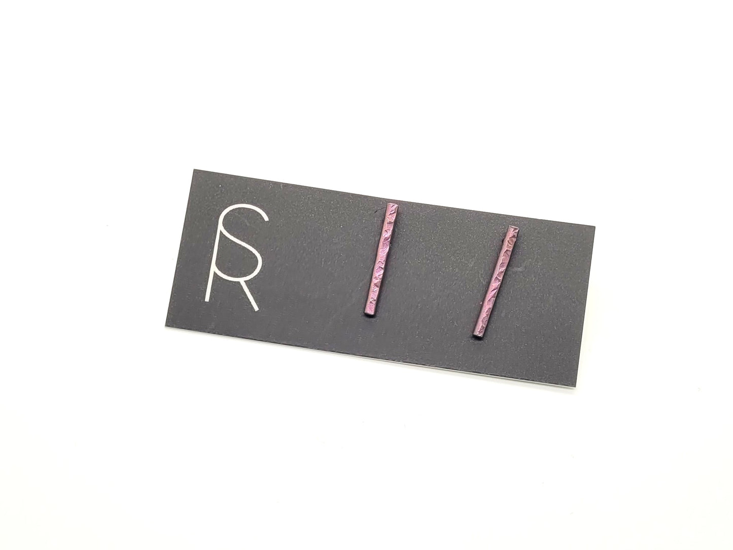 Textured Linear Small Titanium Earrings