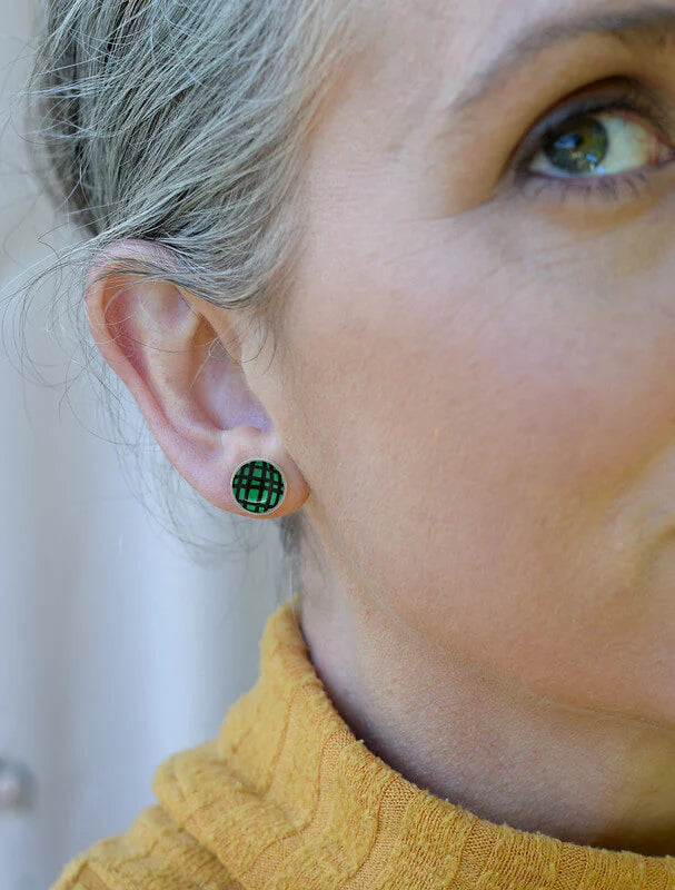 Crosshatch - Circle Stud Earrings