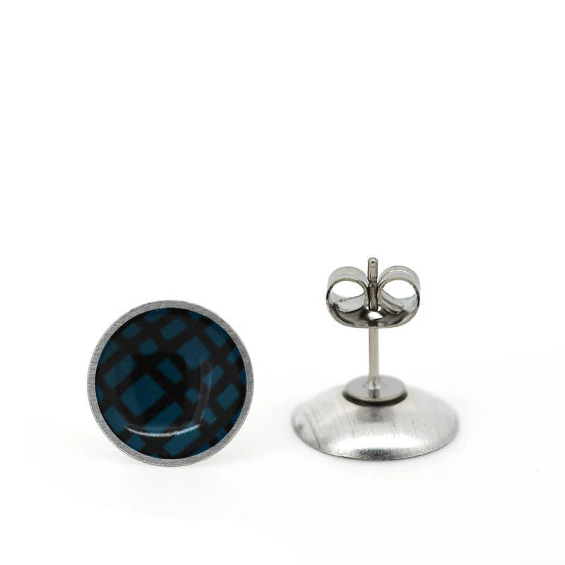 Crosshatch - Circle Stud Earrings