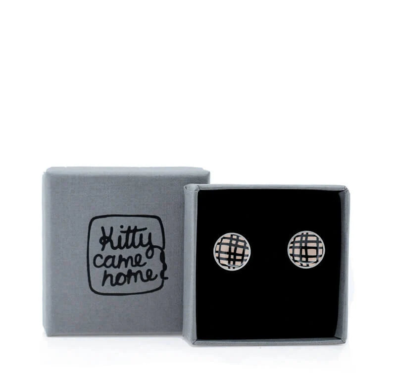 Crosshatch - Circle Stud Earrings