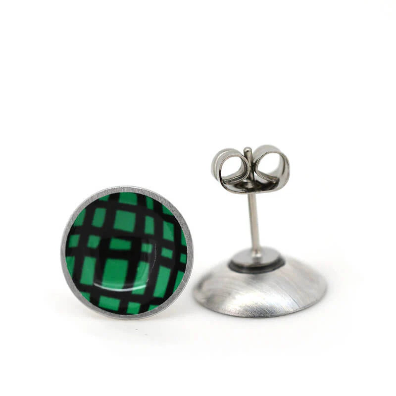 Crosshatch - Circle Stud Earrings