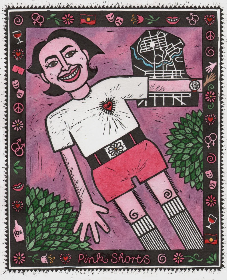 SA Icons Tea Towel by Sally Heinrich (Don Dunstan)