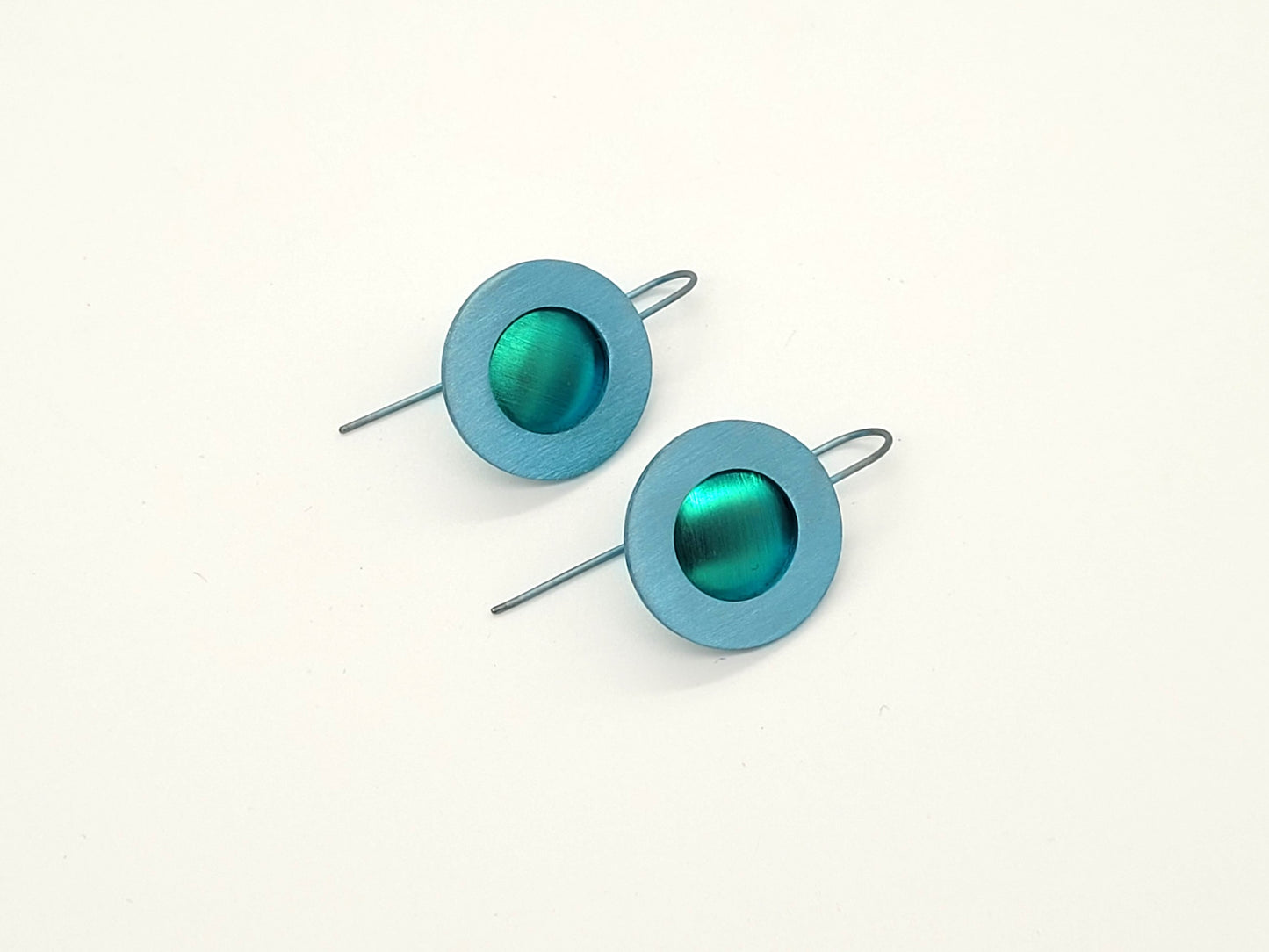 Anodised Titanium Washer Earrings with Domed Disc