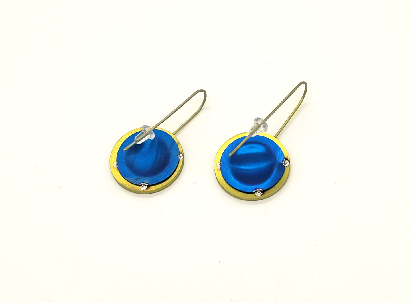 Anodised Titanium Washer Earrings with Domed Disc