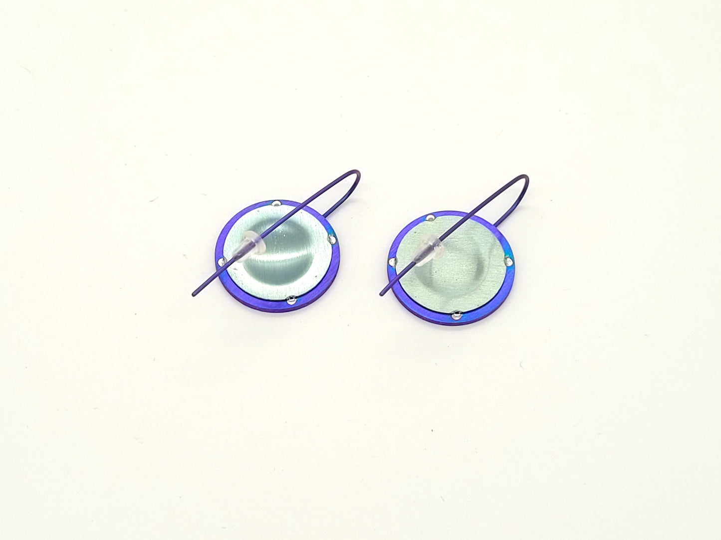 Anodised Titanium Washer Earrings with Domed Disc