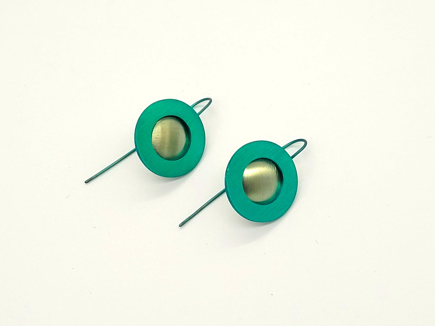 Anodised Titanium Washer Earrings with Domed Disc