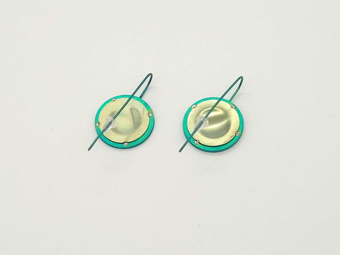 Anodised Titanium Washer Earrings with Domed Disc