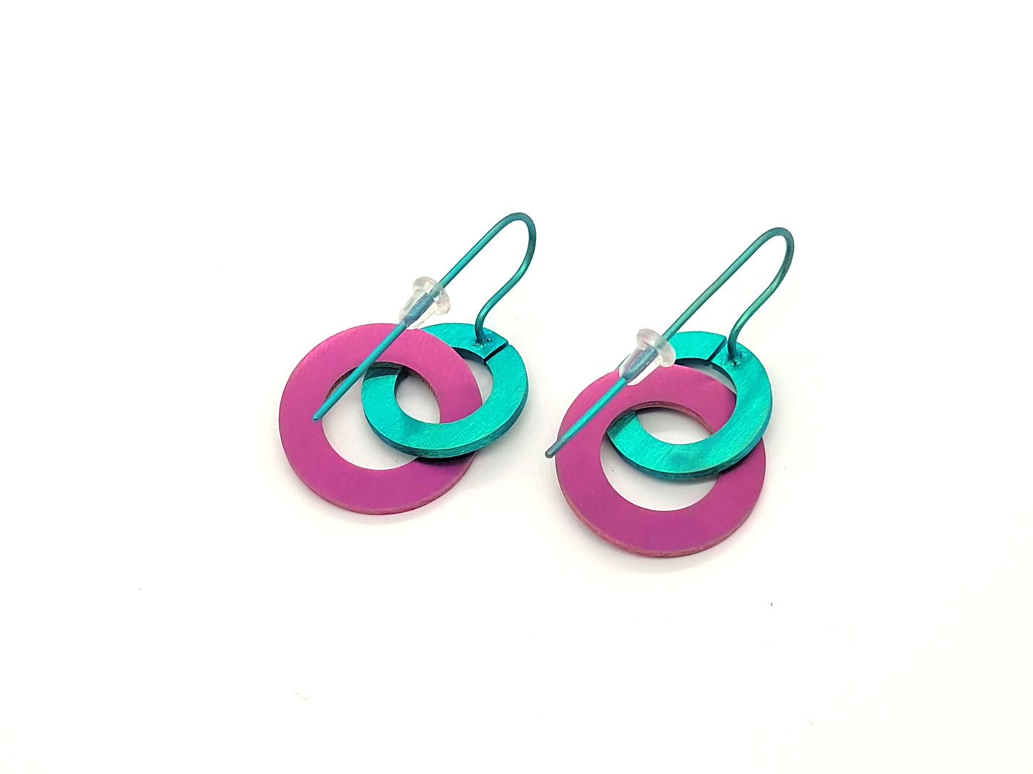 Looped Anodised Titanium Washer Earrings