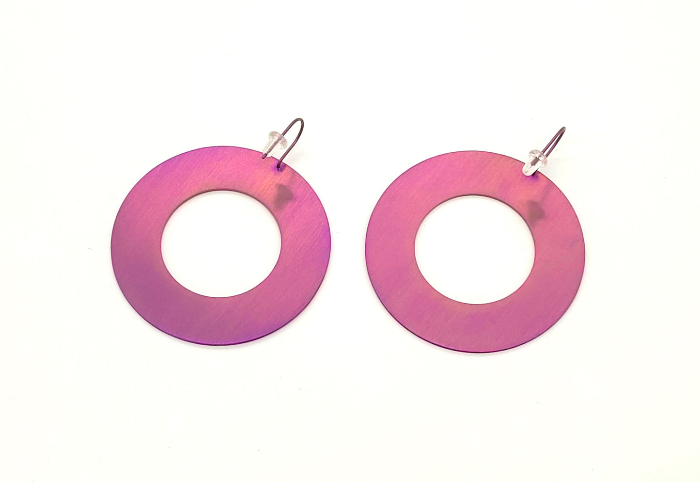 Anodised Washer Earrings 50mm with hook