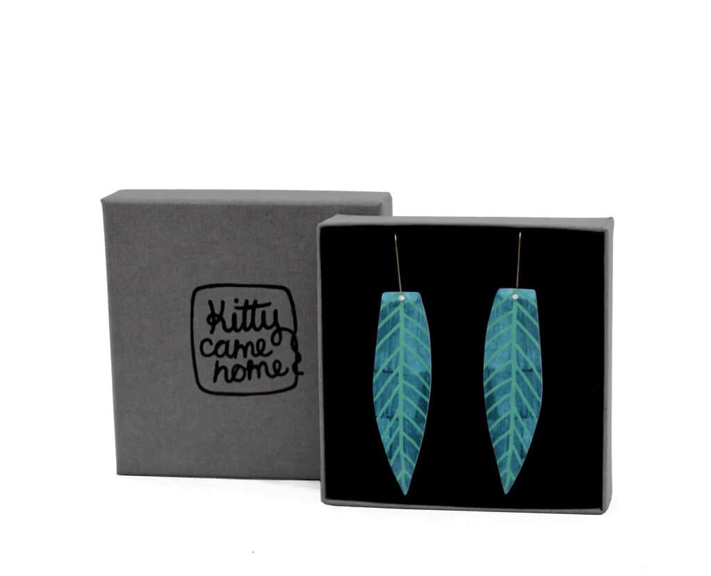 Mabel's Garden - Blue Gum Leaf - Shepherd's Hook Earrings