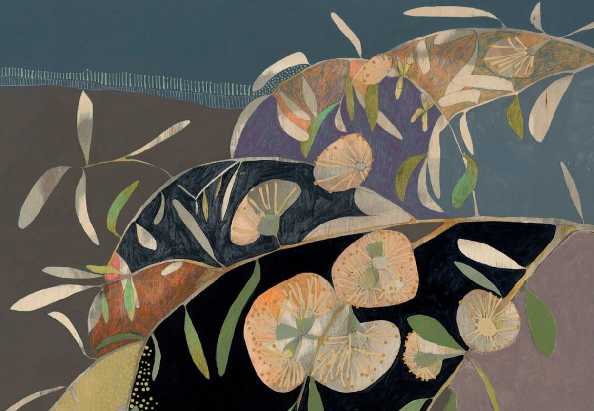 Gentle Growth - Blue Wren & Eucalyptus - Limited Edition Print by Dana Kinter