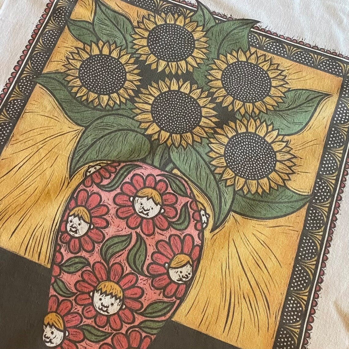 Sunflowers Tea Towel by Sally Heinrich