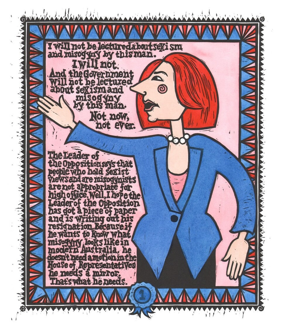 Julia - Limited Edition Lino Print (hand-coloured)