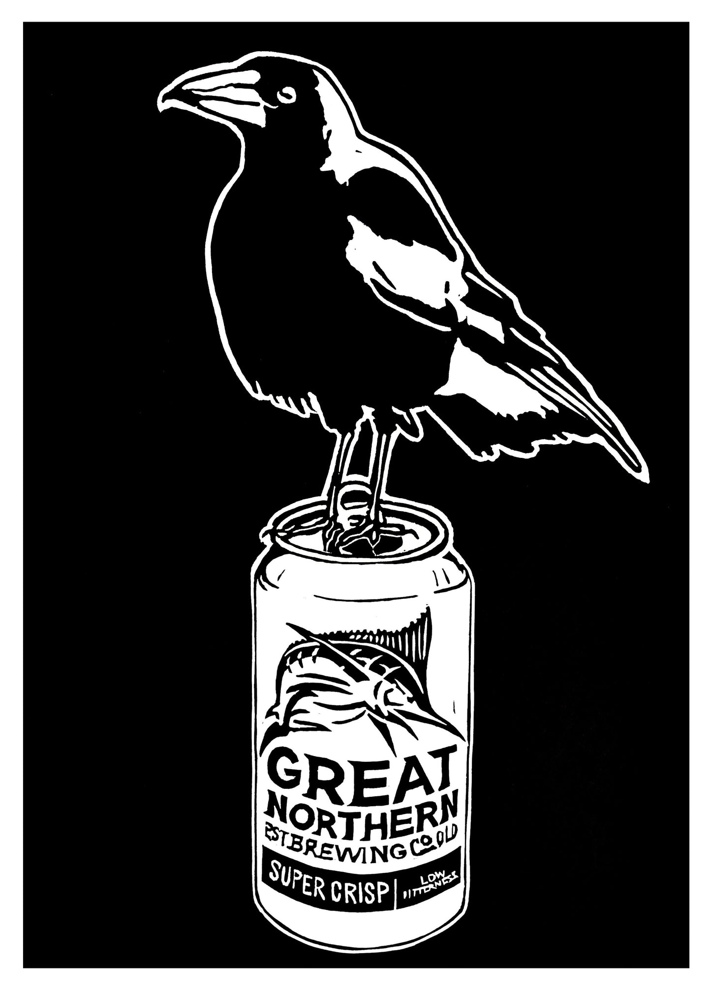 Thirsty Bird Print - Magpie & Great Northern