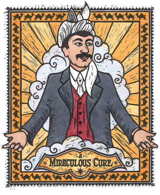 Mahomet Allum - Framed Limited Edition Lino Print (hand-coloured)