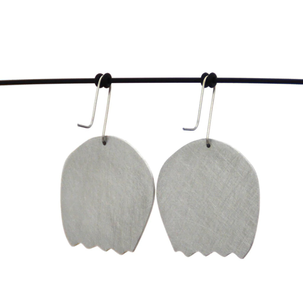 Mabel's Garden - Pink & White Bell Flower - Shepherd's Hook Earrings