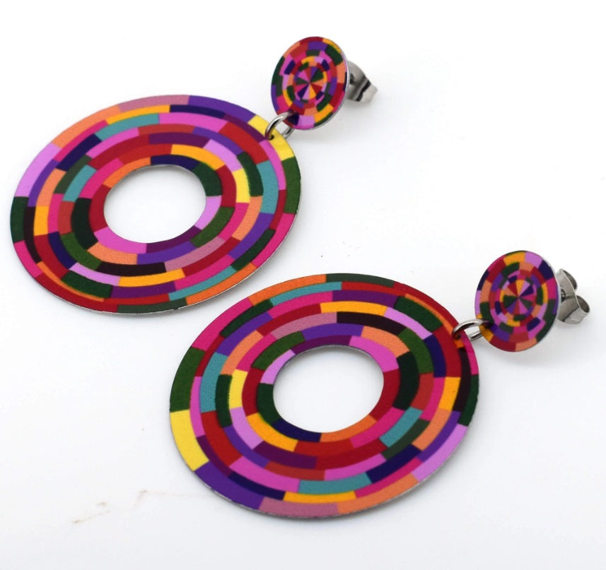 Rosey Posy - Circle Drop Stud Earrings