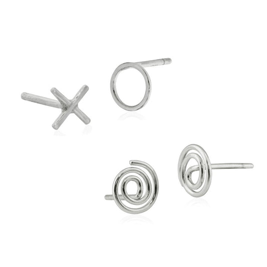 Simple Studs - Set of 2 (Noughts/Crosses & Spirals)