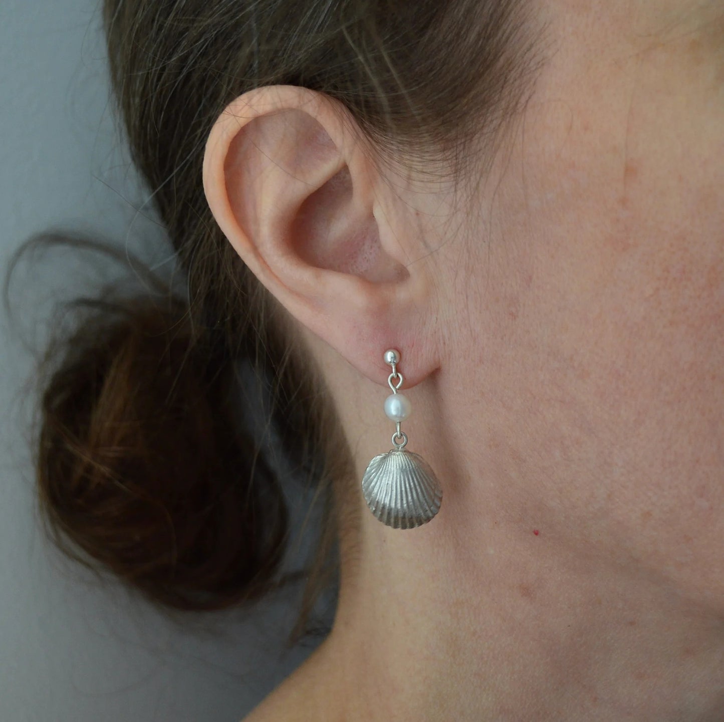 Sterling Silver and Freshwater Pearl Shell Studs