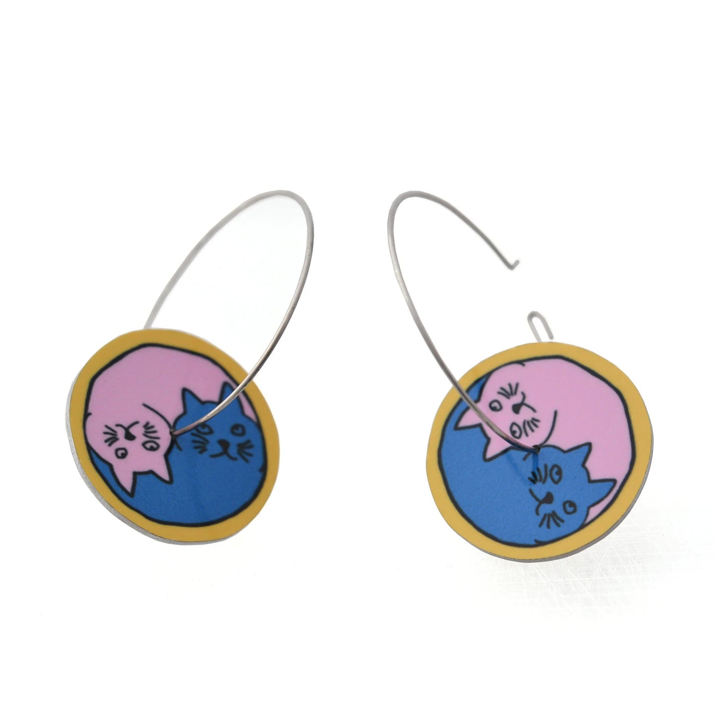 Yin Yang Cats - Circle Hoop Earrings