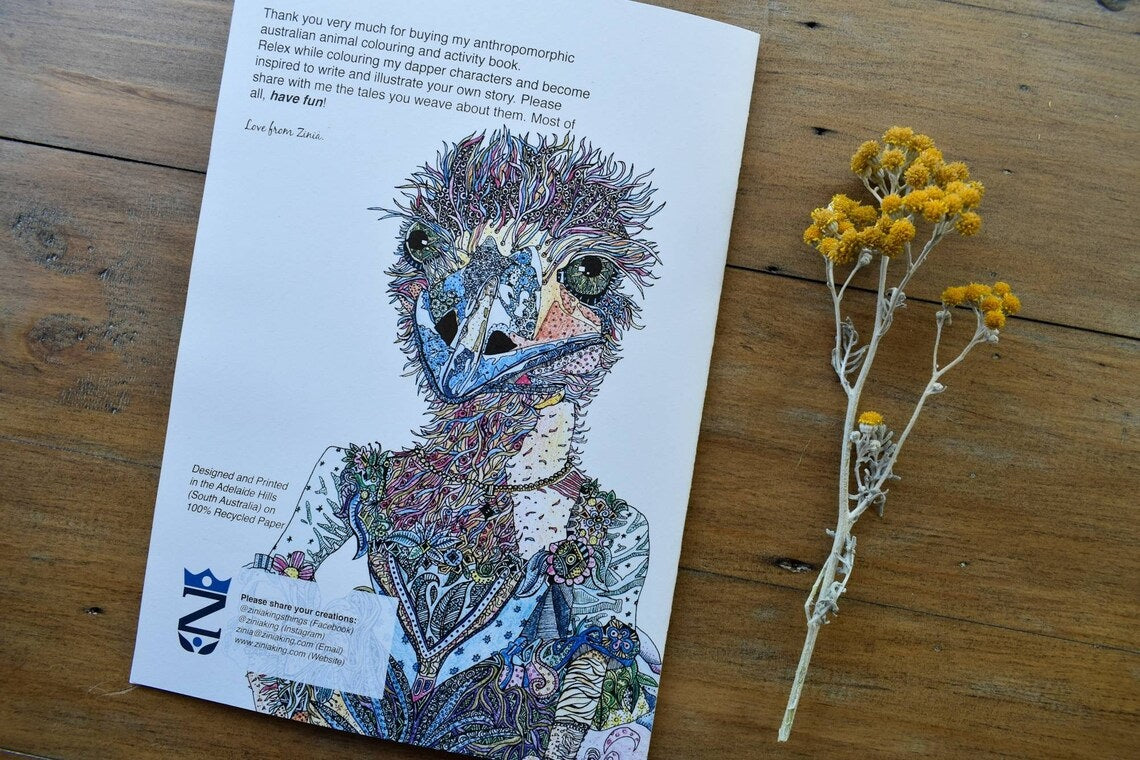 Anthropomorphic Australian Animal Colouring Book