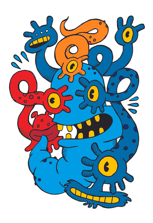 Monsters - A3 Print - Primary Colours