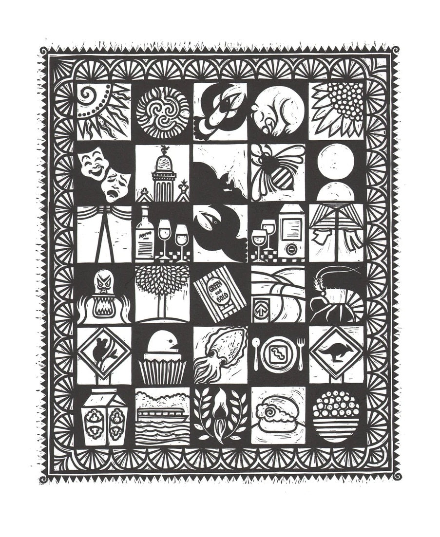 Local Icons - Limited Edition Lino Print (black and white)