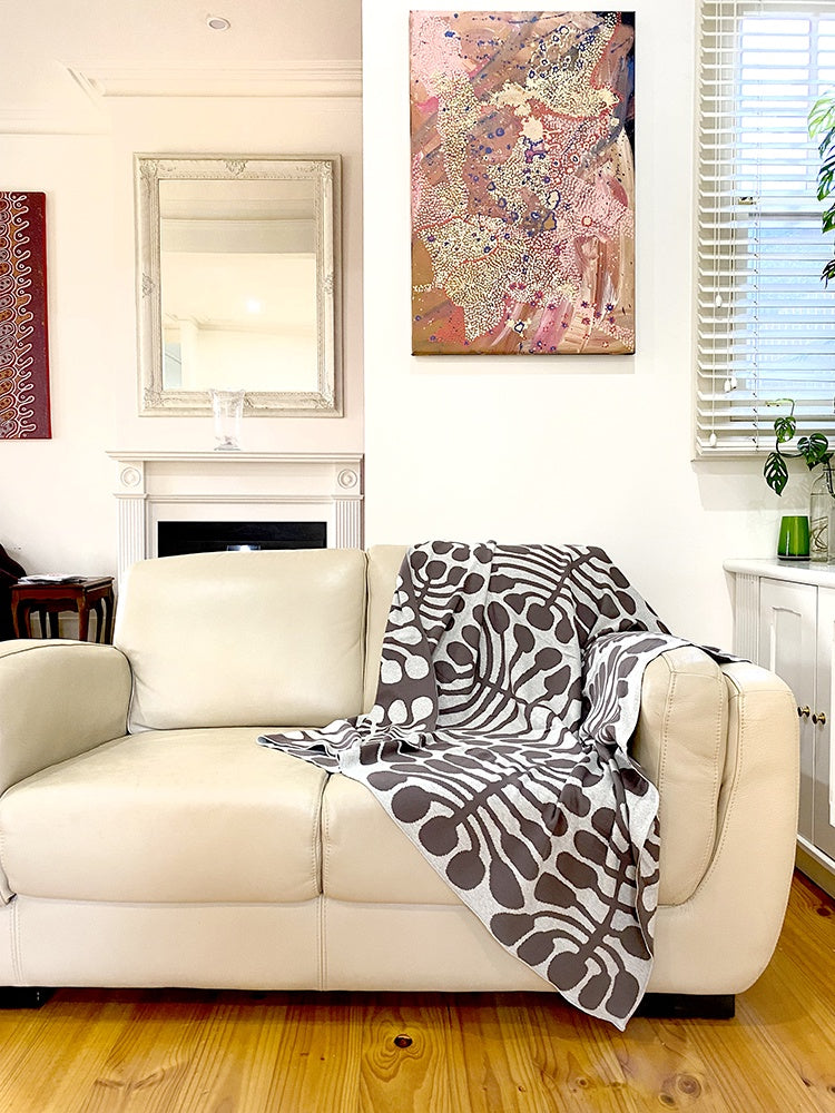 Knitted Cotton Throw Blanket - Mitjili Napurrula