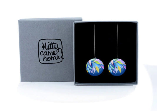 Evening Leaves - Medium Domed Circle Drop Hook Earrings