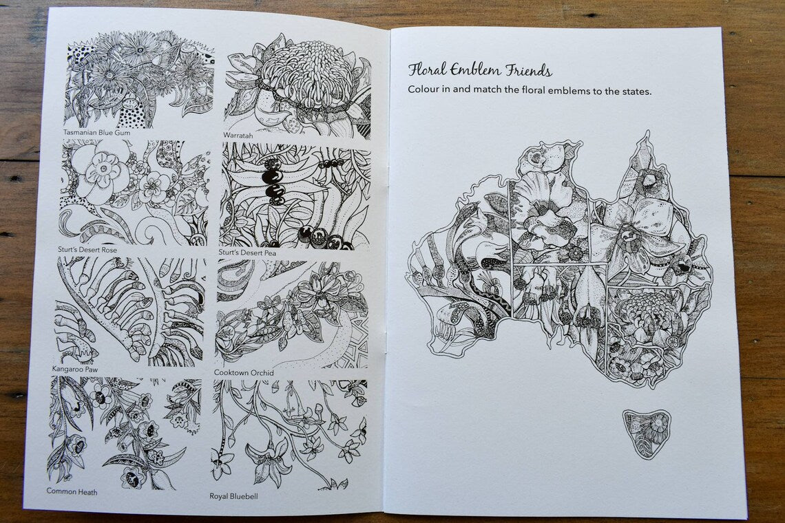 Floral Emblem Friends Colouring Book