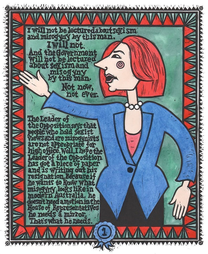 Julia - Limited Edition Lino Print (hand-coloured)