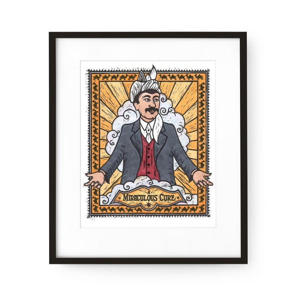 Mahomet Allum - Framed Limited Edition Lino Print (hand-coloured)