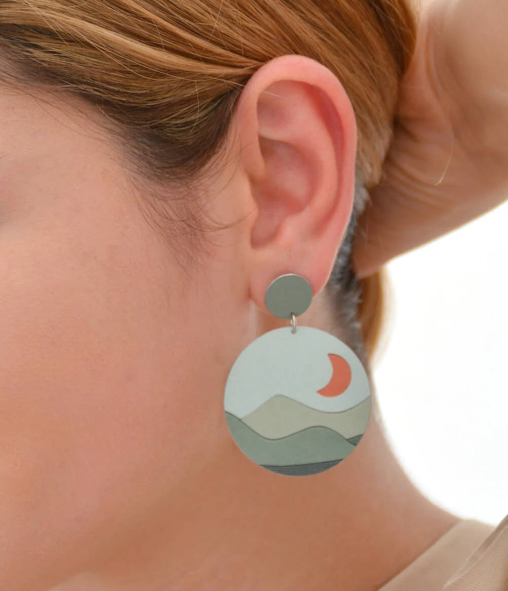 Moondance - Circle Drop Stud Earrings