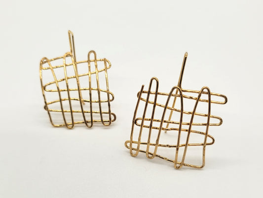 Cross Hatch Earrings - Medium