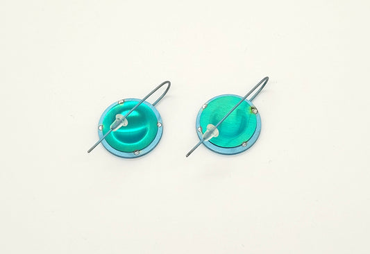 Anodised Titanium Washer Earrings with Domed Disc