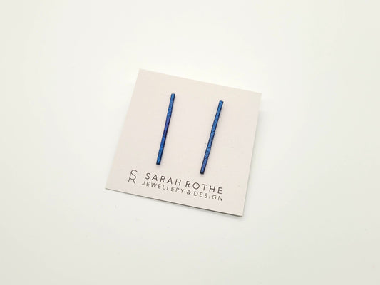 Textured Linear Long Titanium Earrings