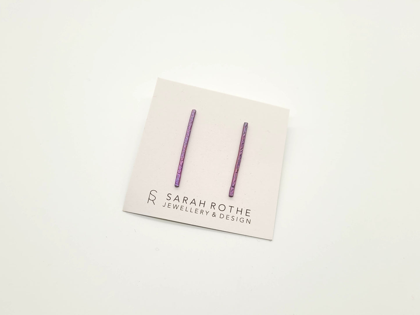 Textured Linear Long Titanium Earrings