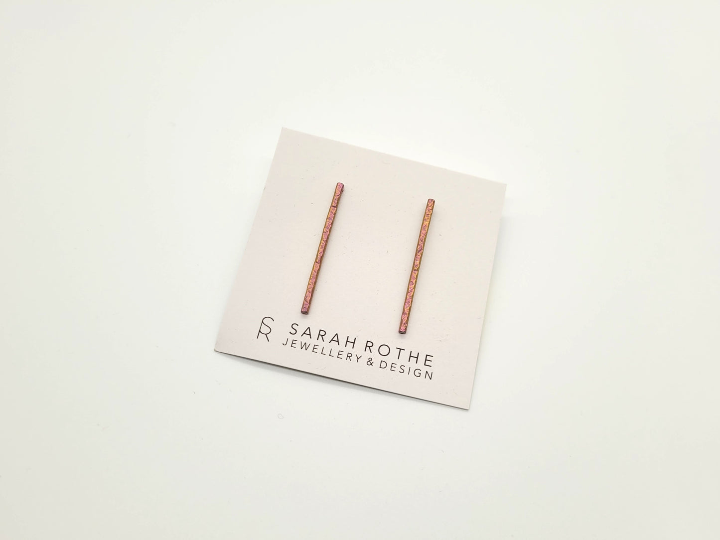 Textured Linear Long Titanium Earrings