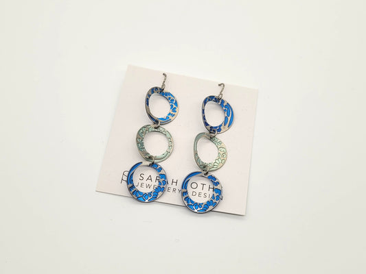 Circular Drop Titanium Earrings