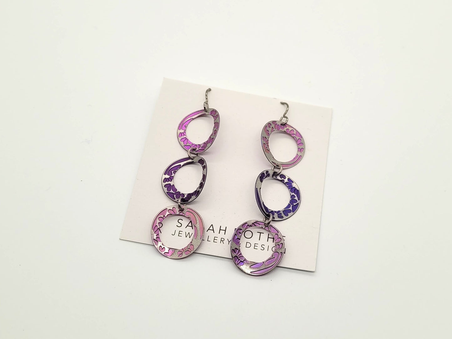Circular Drop Titanium Earrings