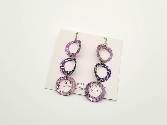Circular Drop Titanium Earrings