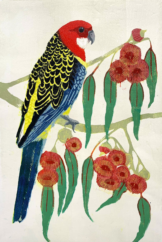 Eastern Rosella - Limited Edition Reduction Woodblock Print