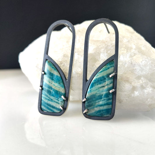 Inclusion Earrings - Amazonite Arches