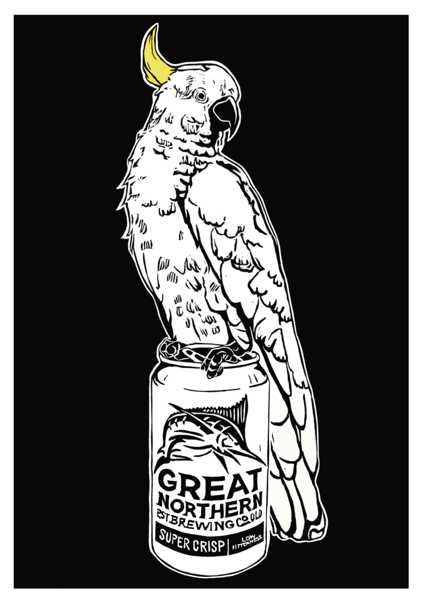 Thirsty Bird Print - Sulphur-crested Cockatoo & Great Northern