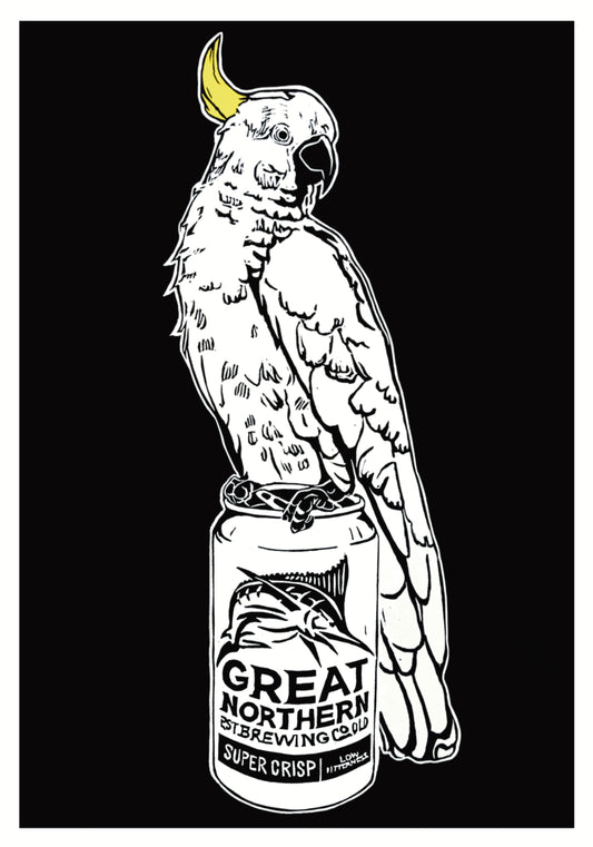 Thirsty Bird Print - Sulphur-crested Cockatoo & Great Northern