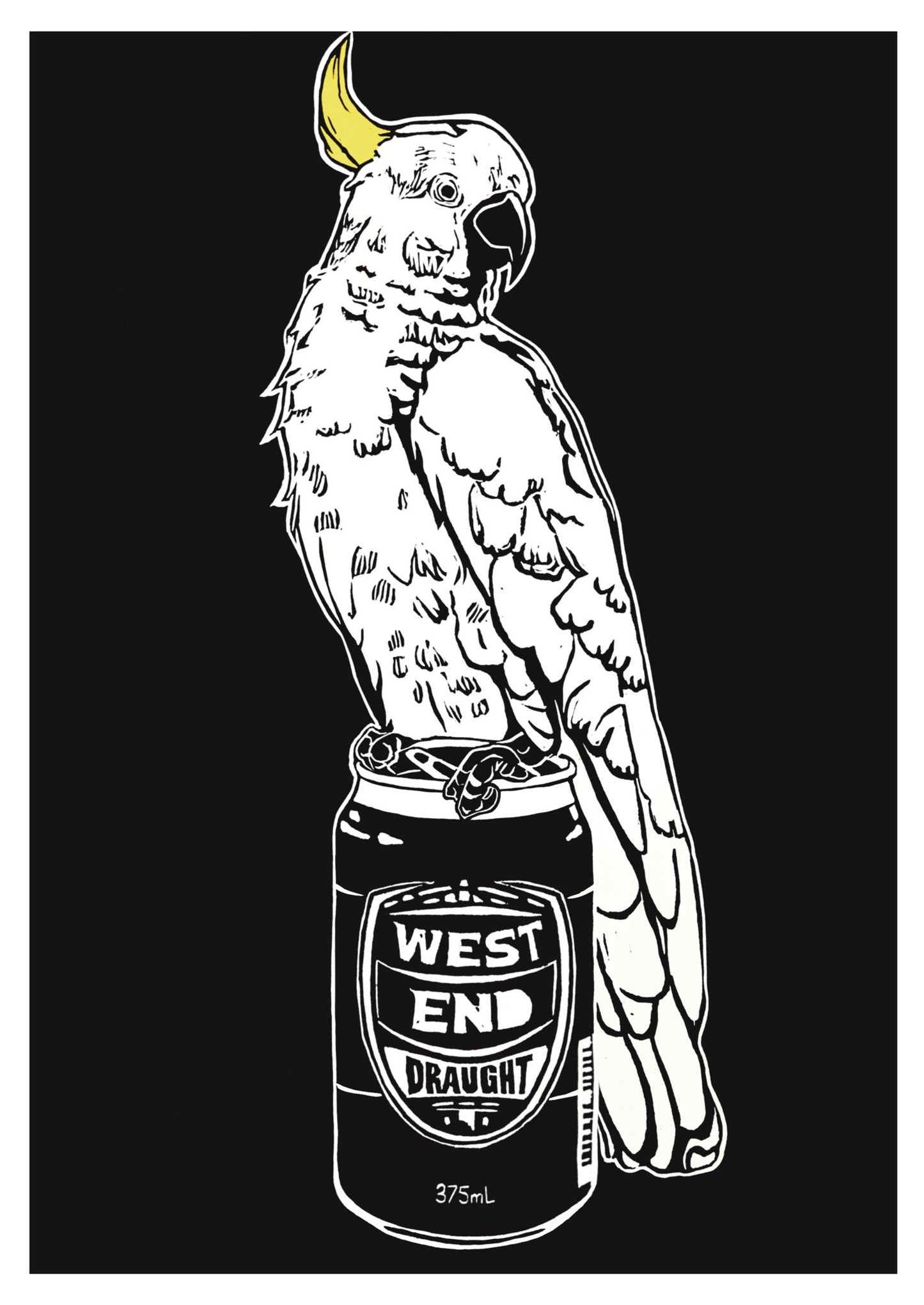 Thirsty Bird Print - Sulphur-crested Cockatoo & West End Draught