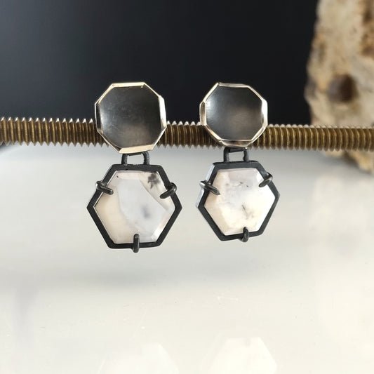 Inclusion Earrings - Dendrite Opal Drops